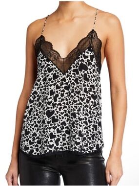 Zadig & Voltaire Christy Heart Print Silk Camisole Large $250